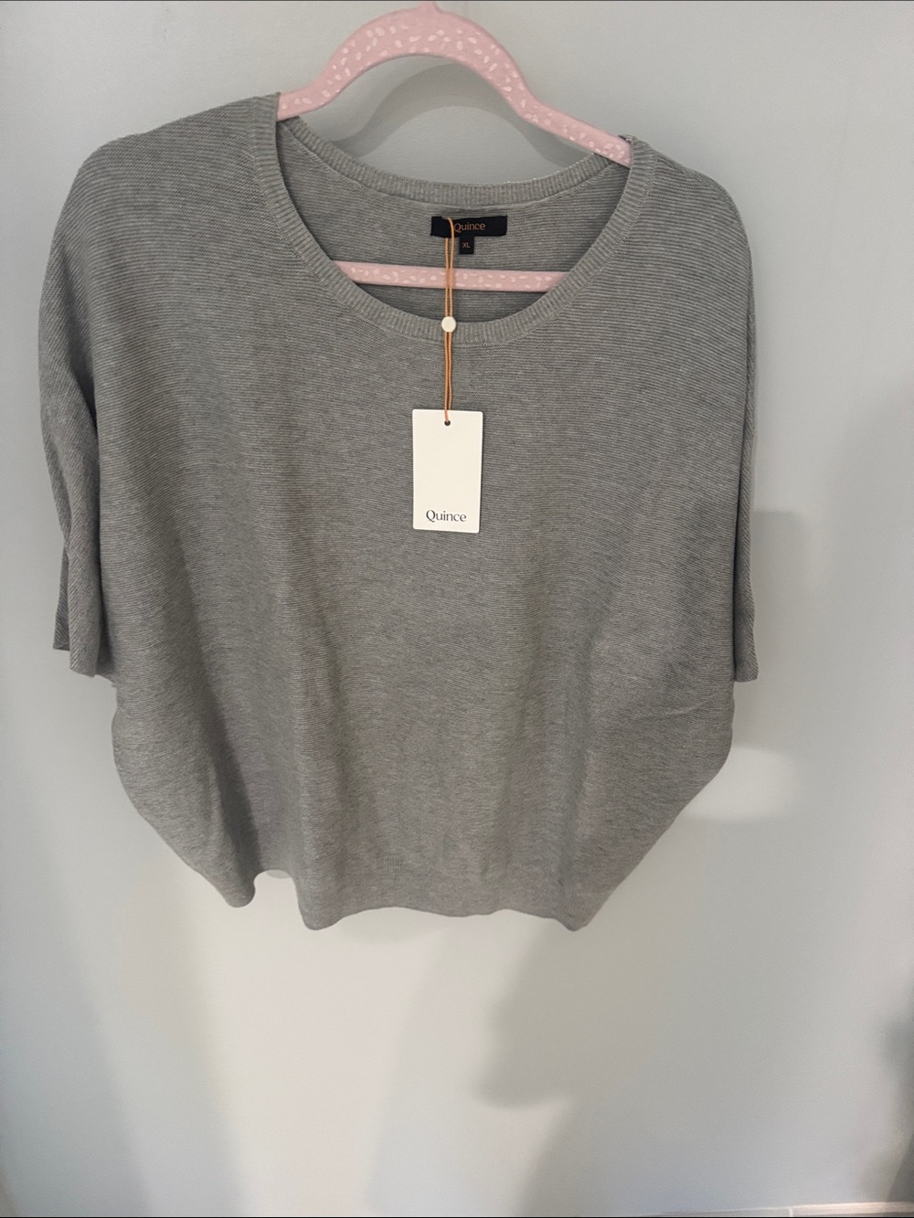 Quince Women's Short-Sleeve Crewneck Top - Light Gray